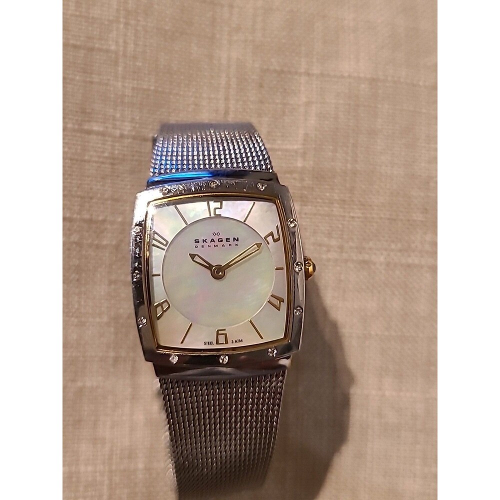 Skagen Quartz WATCH 396XSGS Silver Tone SILVER GOLD #'s M.O.P. Face